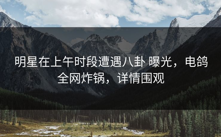 明星在上午时段遭遇八卦 曝光，电鸽全网炸锅，详情围观