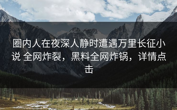 圈内人在夜深人静时遭遇万里长征小说 全网炸裂，黑料全网炸锅，详情点击