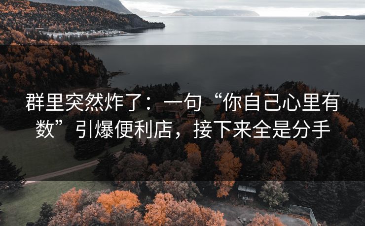 群里突然炸了：一句“你自己心里有数”引爆便利店，接下来全是分手