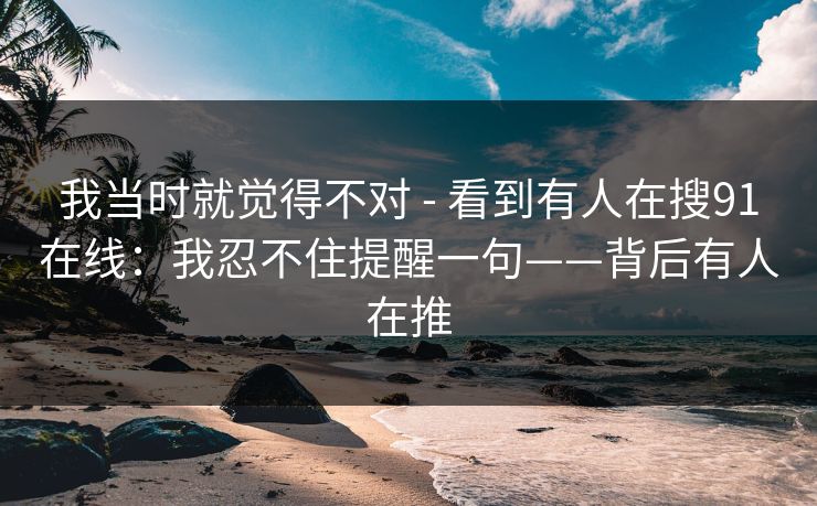 我当时就觉得不对 - 看到有人在搜91在线：我忍不住提醒一句——背后有人在推