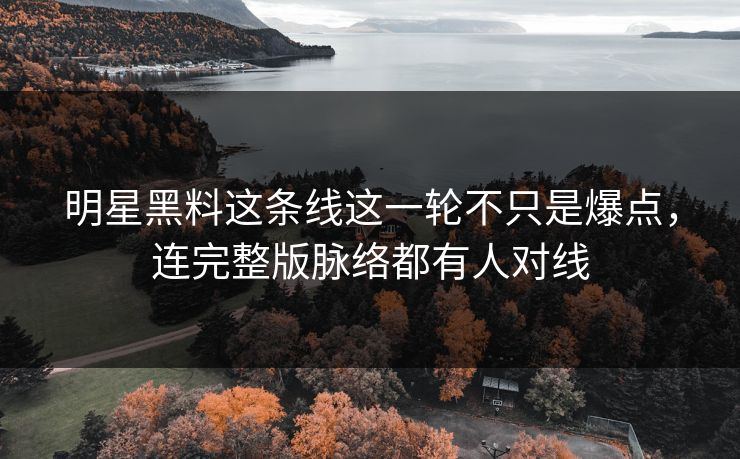 明星黑料这条线这一轮不只是爆点，连完整版脉络都有人对线