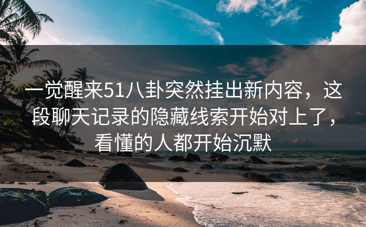 一觉醒来51八卦突然挂出新内容,这段聊天记录的隐藏线索开始对上了,看懂的人都开始沉默